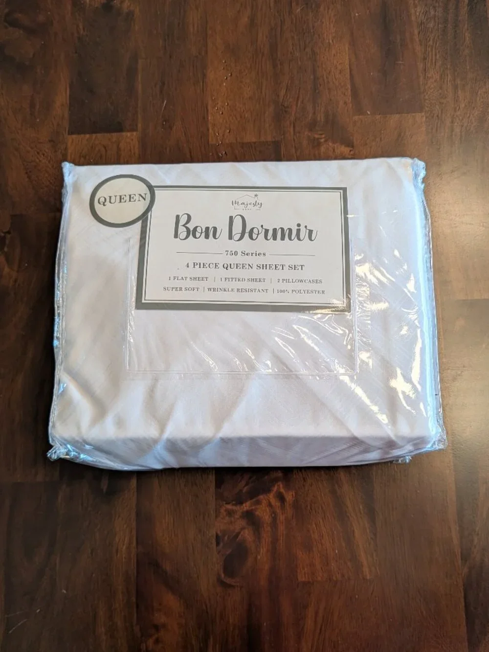 Bon Dormir 750 Series Queen Size 4 Piece Bed Sheet Set White